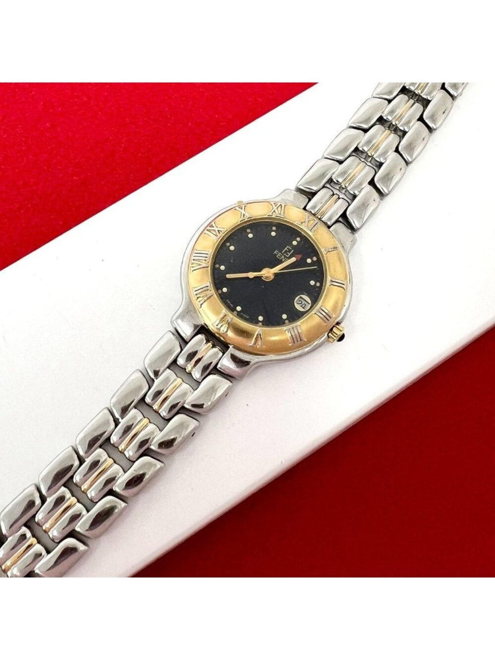 Fendi Vintage Stainless Quartz Watch Wrist Silver Gold